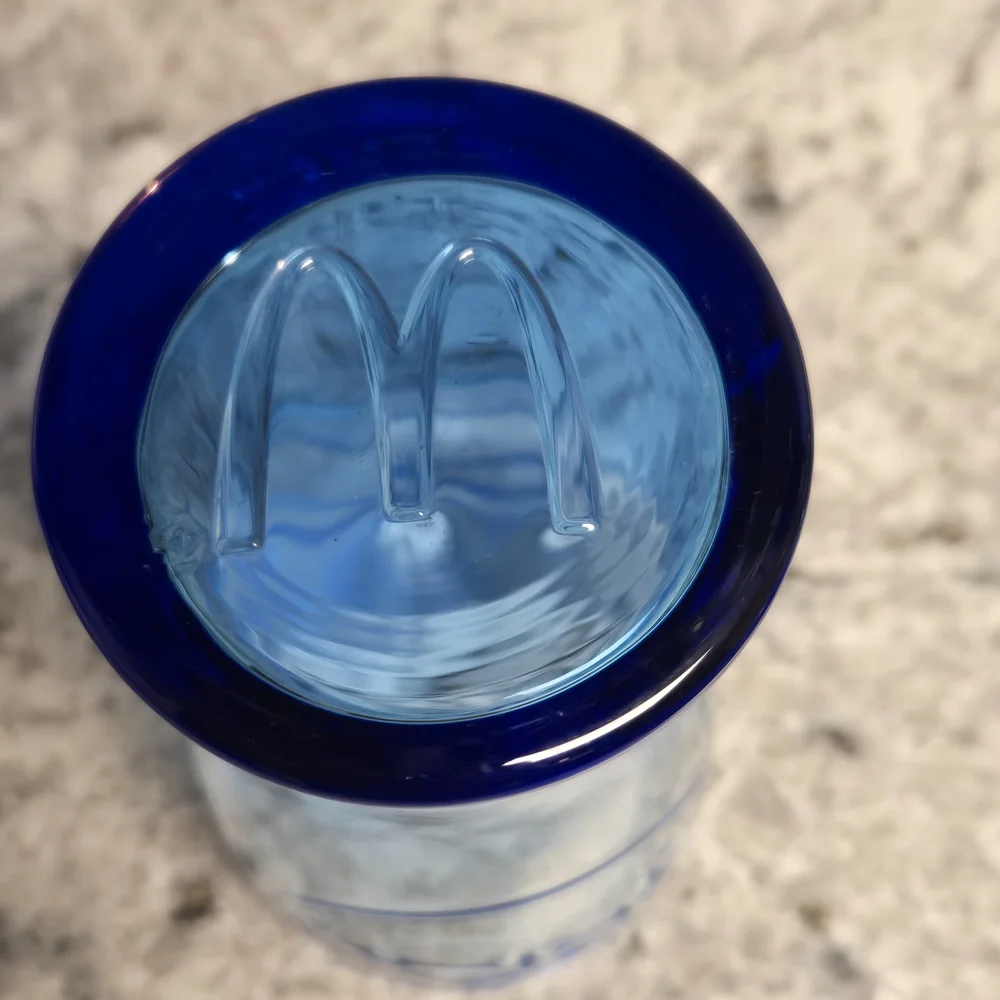 McDonalds Coca-Cola Style Blue Glass Tumbler 1961 Vintage Style (2003) Cup